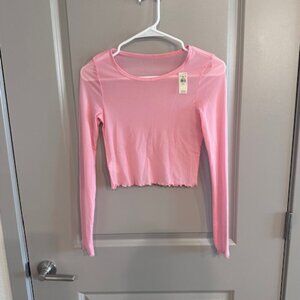 AERIE Magic Mesh Long Sleeve Top NWT Pink Sizes S & M